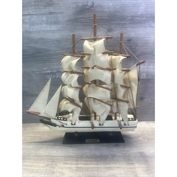Whaling Clipper Ship 1846 Wooden Model Vintage Sail Boat Ship - Picture 1 of 16